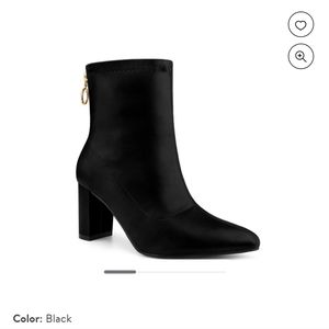 Allegra K pointed toe black block heel with  back zipper nwot